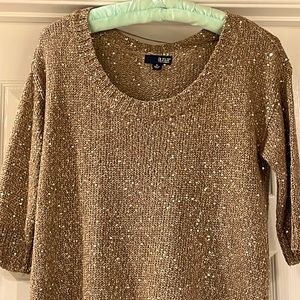 Gold, sequin 3/4 sleeve sweater